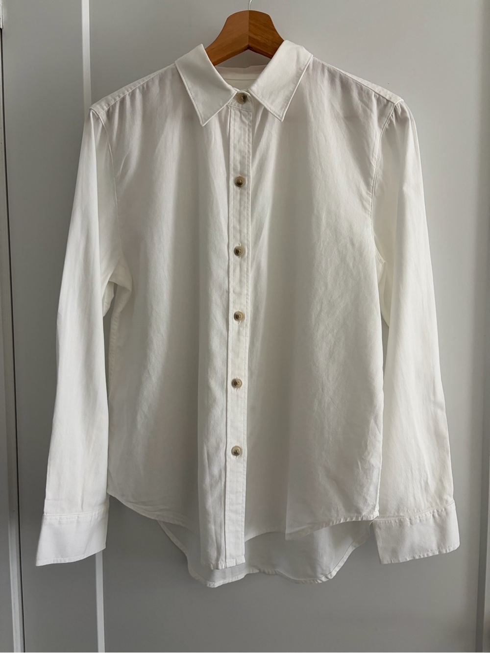 Aritzia Denim Forum Jane White Button Up Top